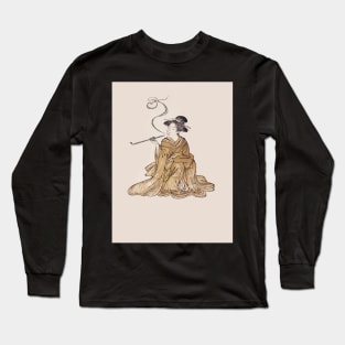 Oriental Fung Shui Japanese Smoking Lady Long Sleeve T-Shirt